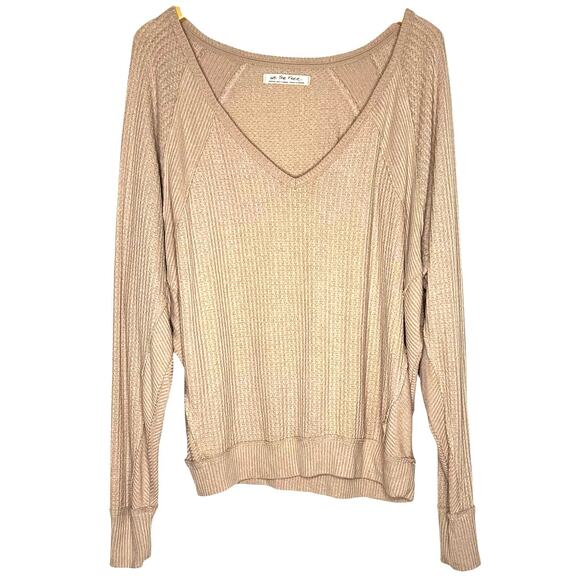 Free People We The Free Coraline Thermal Oversized Top Winter Bloom Blush Medium - Picture 4 of 13